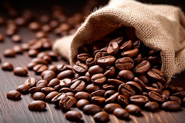 Arranjo de grãos de café fresco
