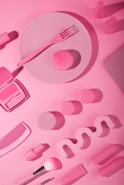 Arranjo de kit de carreira de modelo rosa