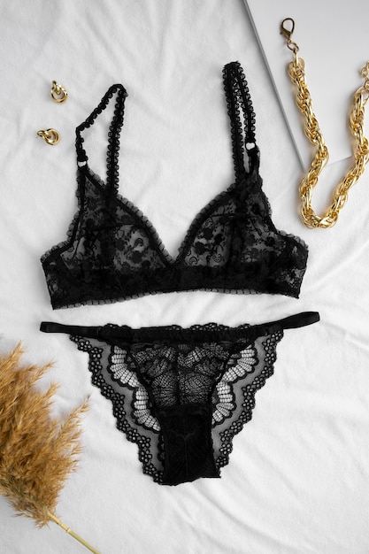 Arranjo de lingerie feminina natureza morta