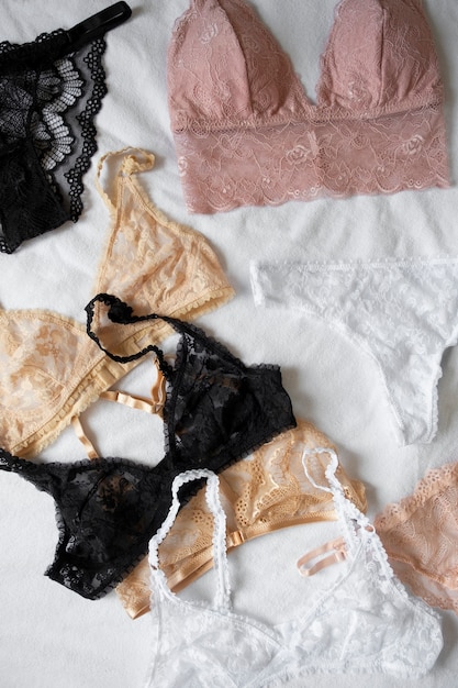 Arranjo de lingerie feminina natureza morta
