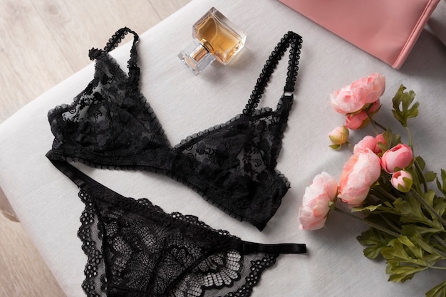 Arranjo de lingerie feminina natureza morta