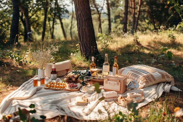 Arranjo de piquenique com comida deliciosa