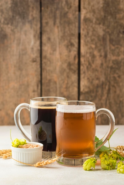 Foto grátis arranjo de sementes de cerveja e trigo