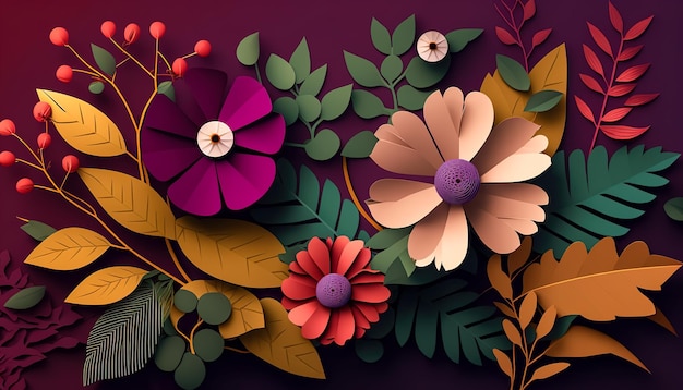 Arranjo floral com cores da moda Viva Magenta generative AI