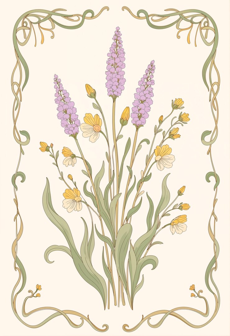 Foto grátis art nouveau flores bonitas