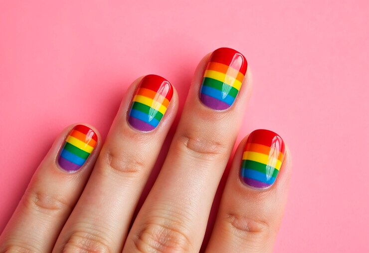 Foto grátis arte das unhas do orgulho do arco-íris