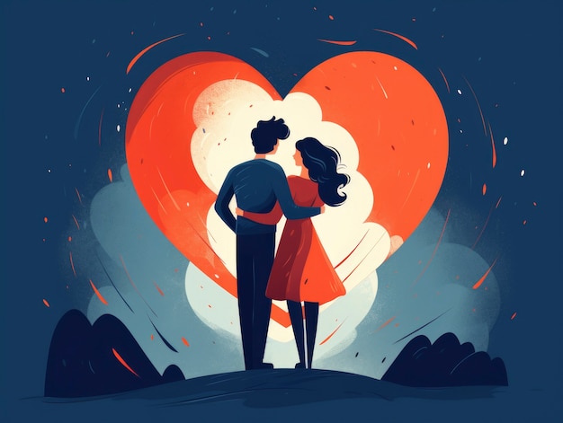 Arte digital cena do dia de São Valentim com um casal apaixonado