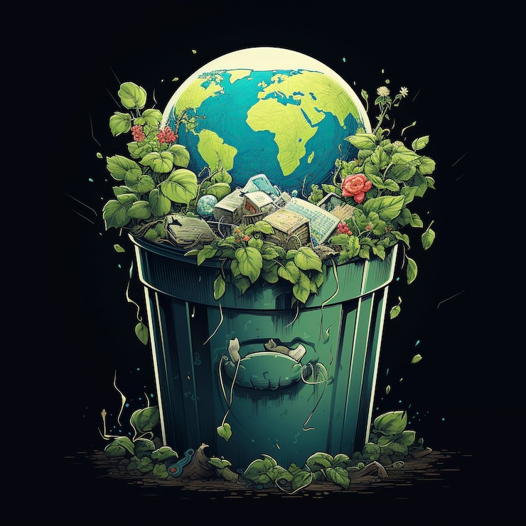 Foto grátis arte digital com lixeira de reciclagem