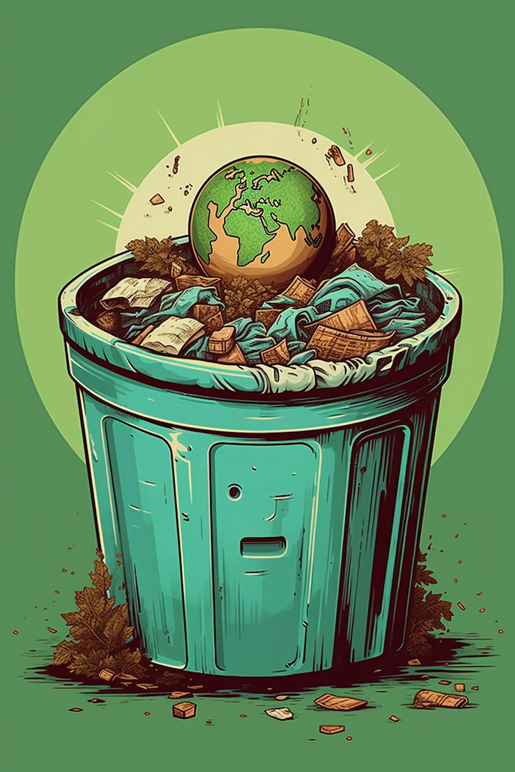 Foto grátis arte digital com lixeira de reciclagem