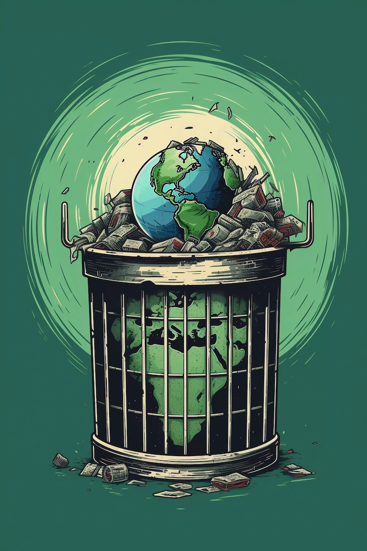 Foto grátis arte digital com lixeira de reciclagem