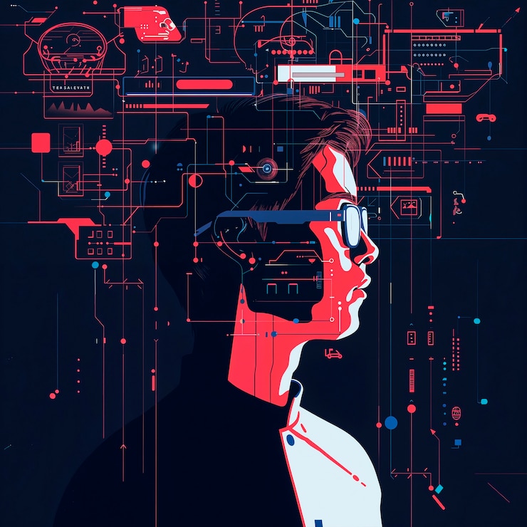 Foto grátis arte digital de fundo de tecnologia ai