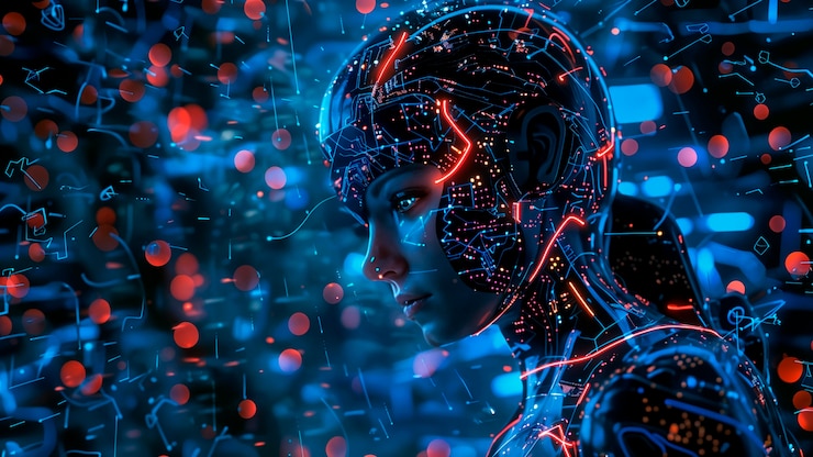 Foto grátis arte digital de fundo de tecnologia ai