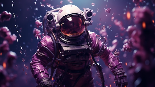 Arte digital de mergulho de astronauta