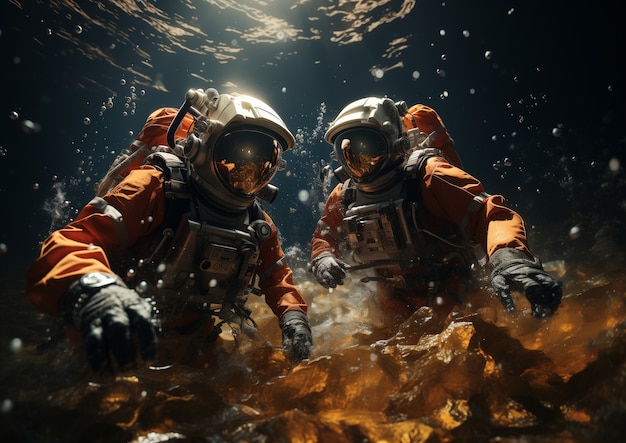Foto grátis arte digital de mergulho de astronauta