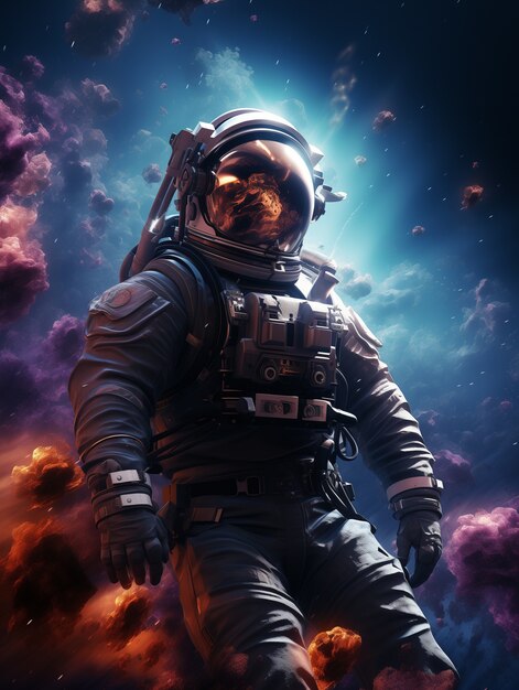 Arte digital de mergulho de astronauta