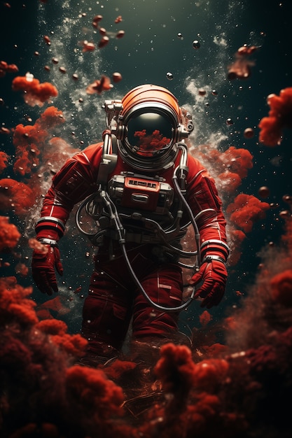 Foto grátis arte digital de mergulho de astronauta