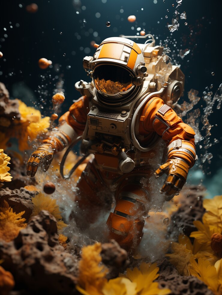 Foto grátis arte digital de mergulho de astronauta
