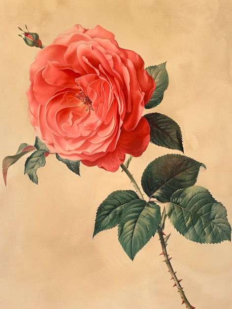 Arte digital de rosas vintage