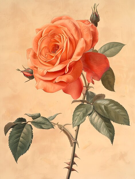Arte digital de rosas vintage