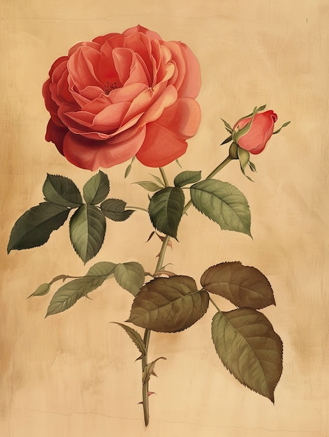 Arte digital de rosas vintage