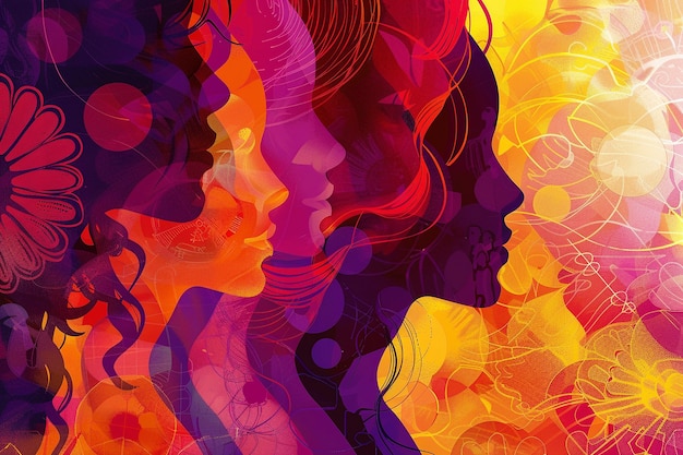Arte digital para a celebração do Dia Internacional da Mulher e os direitos das mulheres
