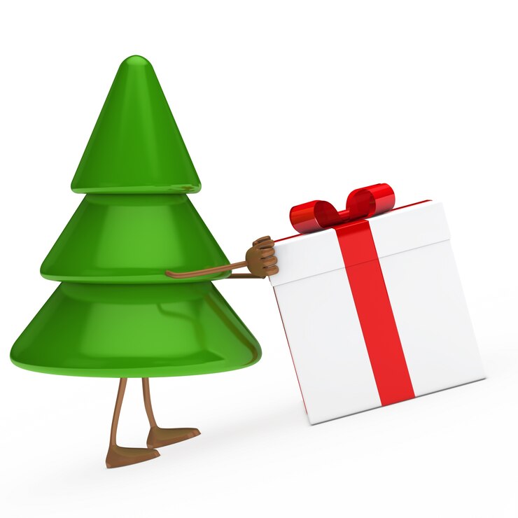 Foto grátis árvore de abeto prende um presente de natal