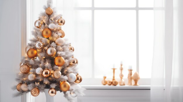 Árvore de Natal lindamente decorada para as férias de inverno