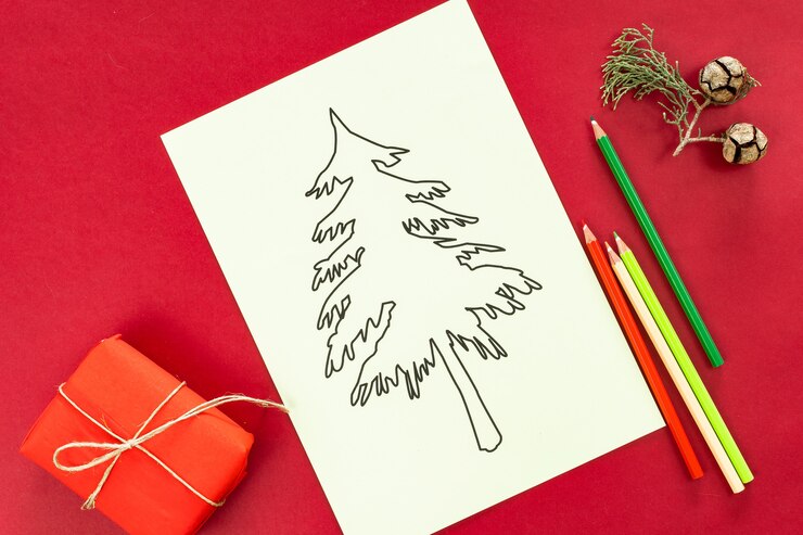Foto grátis árvore de natal para colorir vermelho