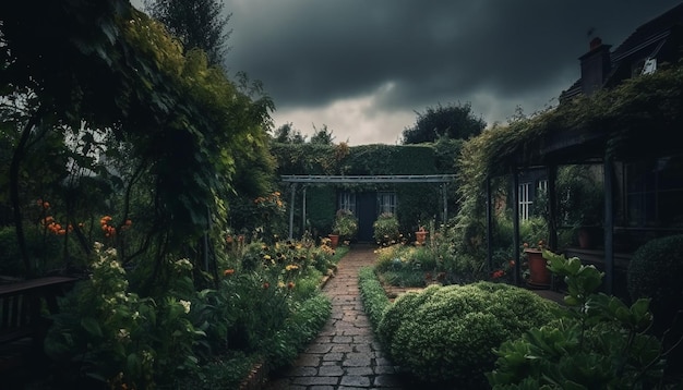 Foto grátis Árvore verde flor amarela prado tranquilo ar fresco gerado por ia