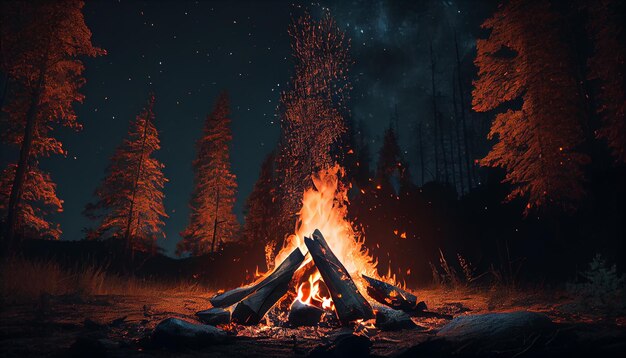As chamas engolem o inferno da natureza da floresta queimando gerado pela IA
