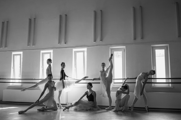 Foto grátis as sete bailarinas no bar de balé