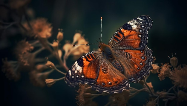 Foto grátis asa de borboleta multicolorida manchada na natureza vibrante gerada pela ia