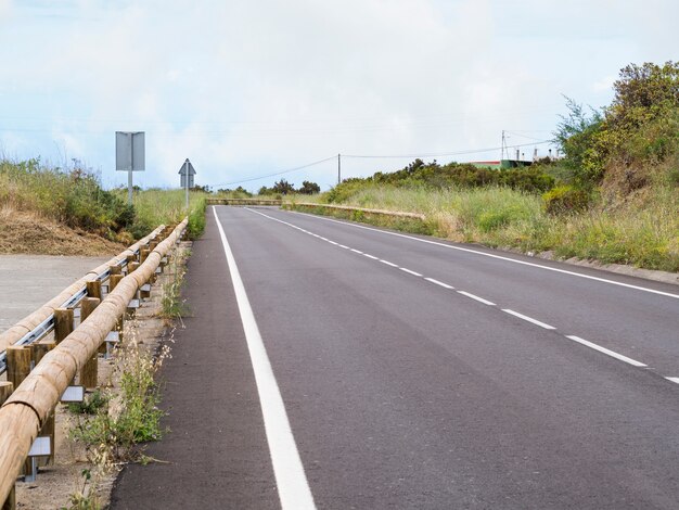 Asfalto da estrada e arredores naturais