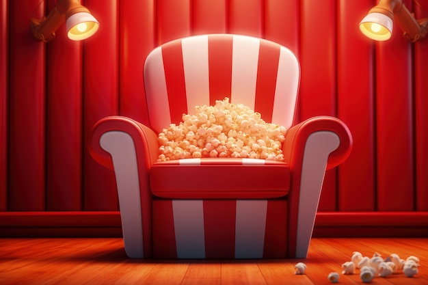 Foto grátis assentos de cinema 3d com pipoca