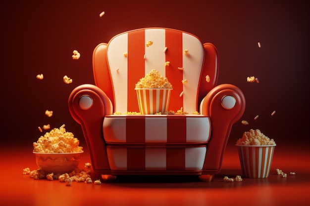 Foto grátis assentos de cinema 3d com pipoca