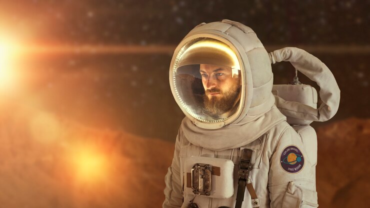 Foto grátis astronauta em colagem de marte