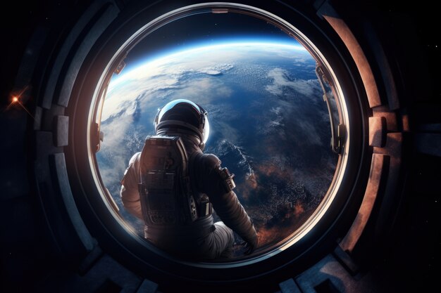 Astronauta fotorrealista de plano médio