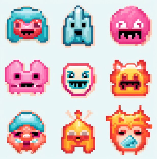 Ativos de jogo de monstros de 8 bits