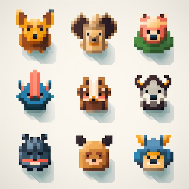 Ativos de jogos de animais de 8 bits