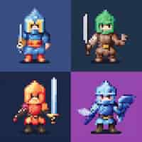 Foto grátis ativos de jogos de personagens de 8 bits