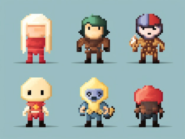 Ativos de jogos de personagens de 8 bits