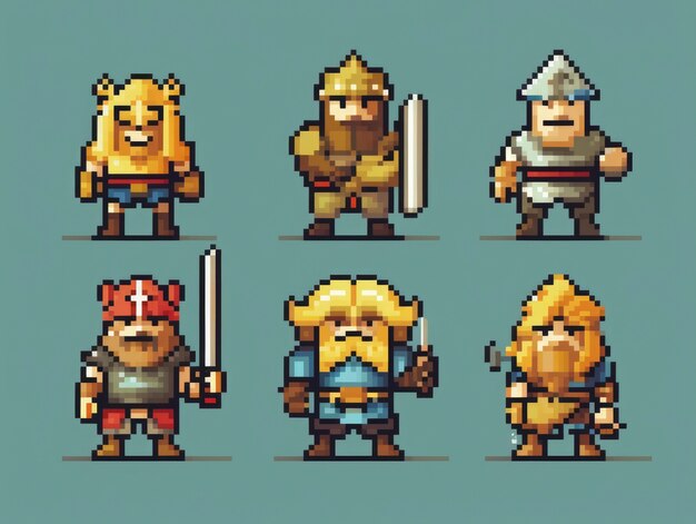 Ativos de jogos de personagens de 8 bits