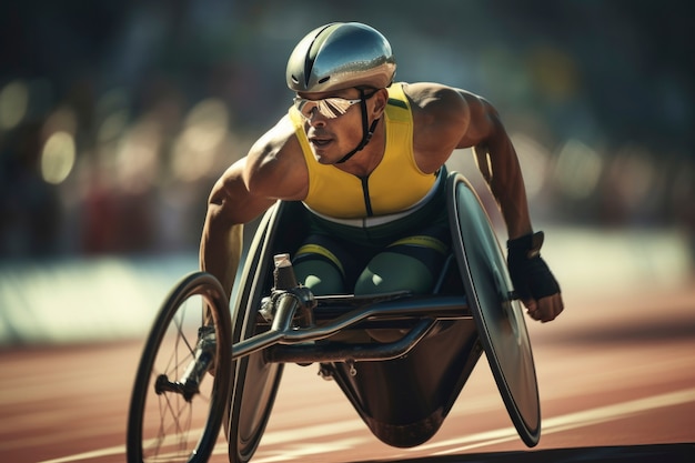 Atleta paraolímpico participando de uma competição