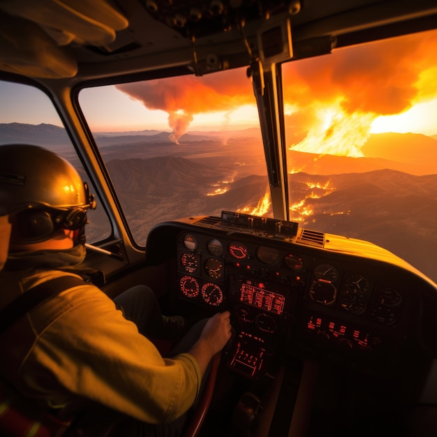 Foto grátis avião a tentar apagar um incêndio