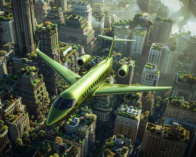 Foto grátis avião verde num ambiente ecológico