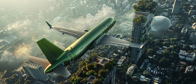 Foto grátis avião verde num ambiente ecológico