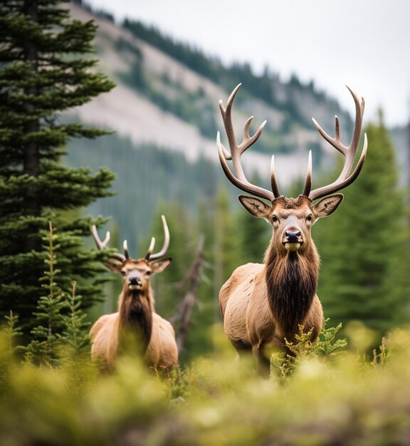 Avistamento de alces selvagens na natureza