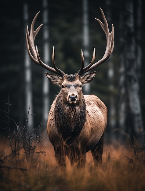 Avistamento de alces selvagens na natureza