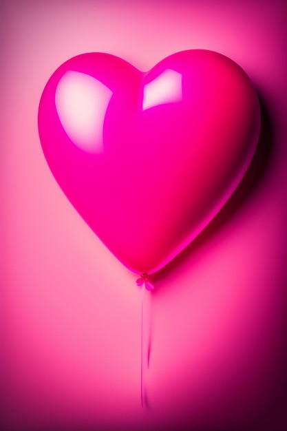Balão de coração rosa em um fundo rosa