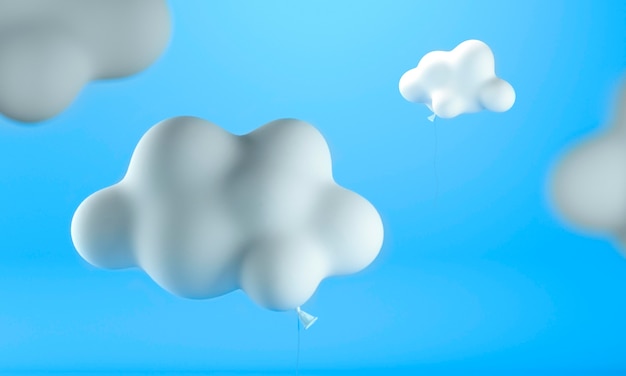 Balões em forma de nuvem com fundo azul